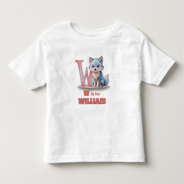 Camiseta Infantil W é para William - Custom Toddler Name Tee (Frente)