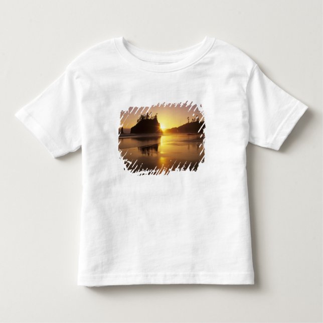 Camiseta Infantil WA, Olimpiadas NP, Second Beach no pôr do sol (Frente)