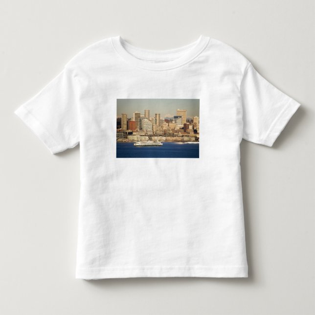 Camiseta Infantil WA, Seattle, Seattle Skyline e Elliott Bay (Frente)