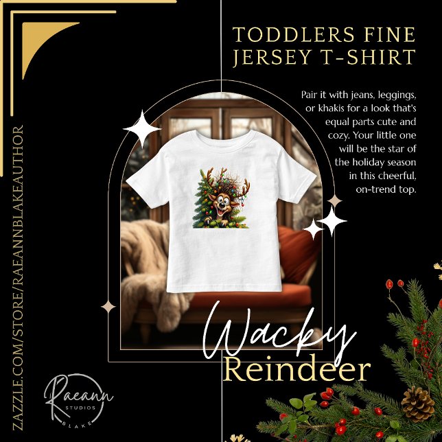 Camiseta Infantil Wacky Reindeer Toddlers Fine Jersey T-Shirt (Criador carregado)