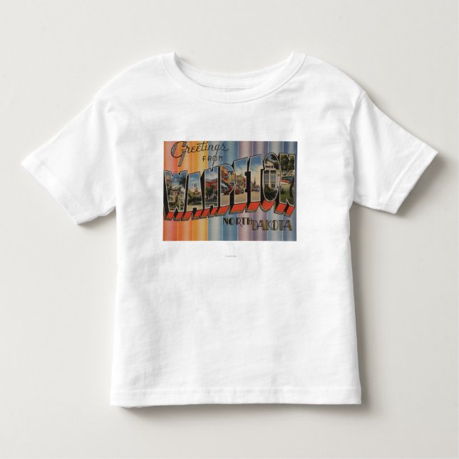 Camiseta Infantil Wahpeton, North Dakota - grandes cenas da letra (Frente)