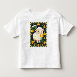 Camiseta Infantil Wales Follower Cute Lamb Surrounded By Daffodils
