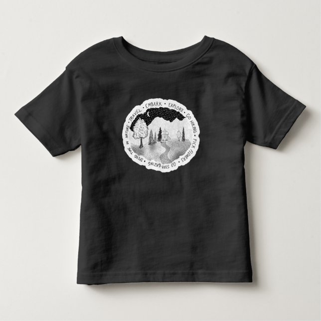 Camiseta Infantil Wanderlust para Amantes e Aventuros da Natureza (Frente)
