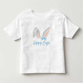 Camiseta Infantil Watercolor Easter Rabbit Ears with Blue Bow Spring