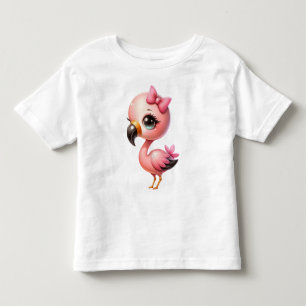 Camiseta Infantil Watercolor Flamingo Cartoon Clipart