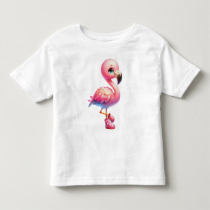 Camiseta Infantil Watercolor Flamingo Cartoon Clipart