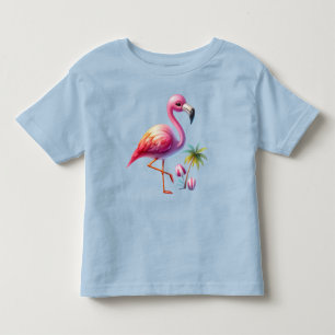 Camiseta Infantil Watercolor Flamingo Cartoon Clipart