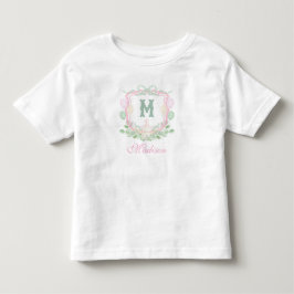 Camiseta Infantil Watercolor Pink 1st Birthday Monogram Crest Gift