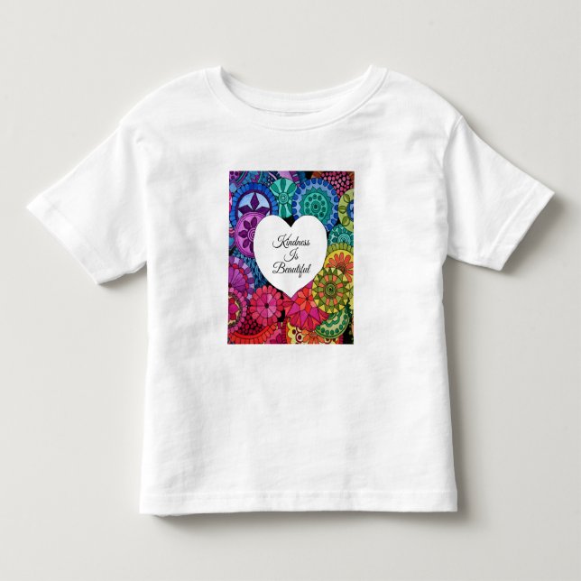 Camiseta Infantil Watercolor Rainbow Mandala Com Coração (Frente)