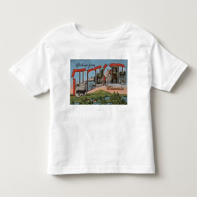 Camiseta Infantil Wausau, Wisconsin - grandes cenas da letra (Frente)