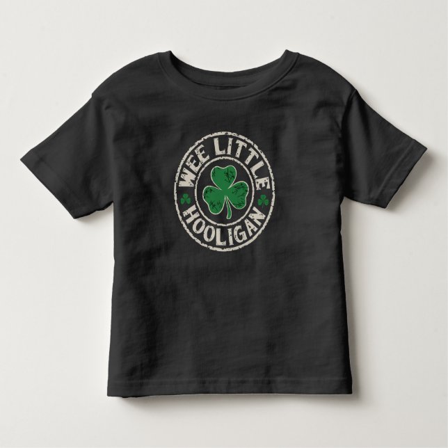 Camiseta Infantil Wee Little Hooligan Shamrock Dia de São Patrício (Frente)