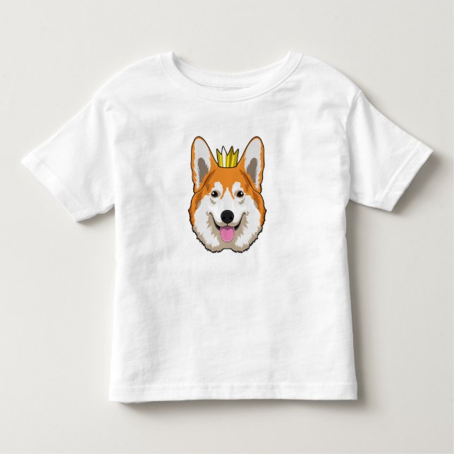 Camiseta Infantil Welsh Corgi com Coroa (Frente)