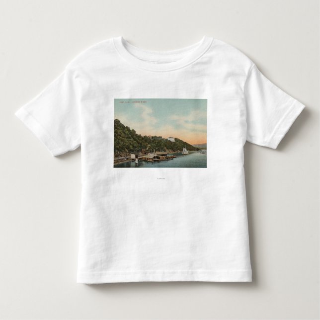 Camiseta Infantil West Point, NY - vista do porto no Rio Hudson (Frente)