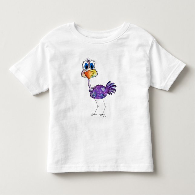 Camiseta Infantil Whimsic Happy Purple Ostrich (Frente)