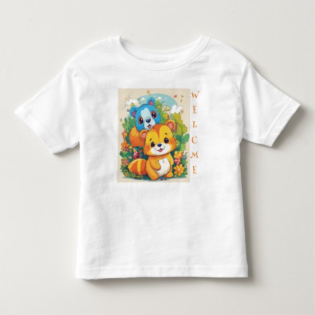 Camiseta Infantil Whimsical Wildlife Wonderland Kids T-Shirt Design (Frente)