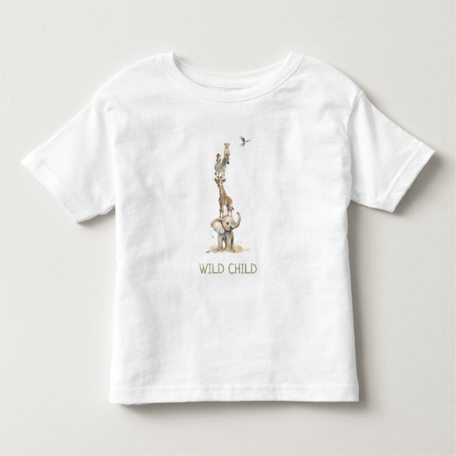 Camiseta Infantil WiILD CRIANÇAS Selva Safari Animais Toddler T-Shir (Frente)