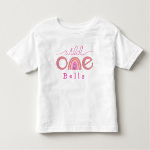 Camiseta Infantil Wild One Rainbow Pink Girly