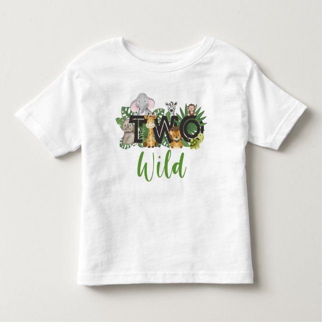Camiseta Infantil Wild One segundo aniversário safari Party Toddler (Frente)