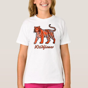 Camiseta Infantil Wildflower Laranja Tigre