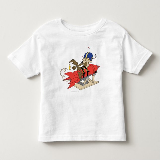 Camiseta Infantil WILE E. COYOTE™ Lançando Foguete Vermelho (Frente)