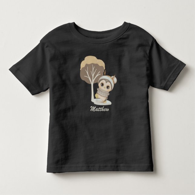 Camiseta Infantil Winter Boho Penguin Com O Nome Toddler T-shirt (Frente)