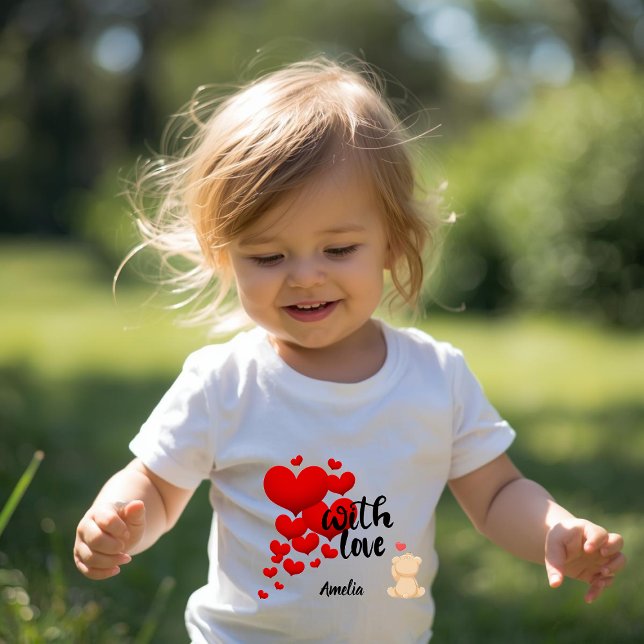 Camiseta Infantil With Love Personalized Toddler T-Shirt (Criador carregado)