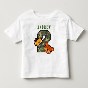 Camiseta Infantil withTiger de Camo do segundo aniversário e crian