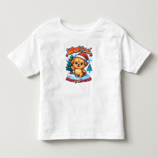 Camiseta Infantil Wuffoo Roony Merry Natal Kawaii 3D Feriado