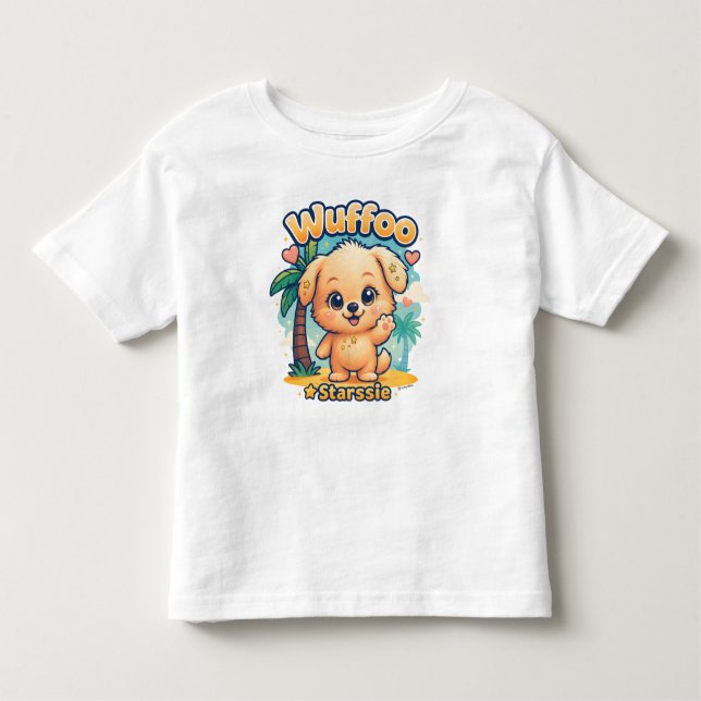 Camiseta Infantil Wuffoo Starssie Kawaii Puppy Tropical Island (Frente)