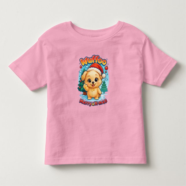 Camiseta Infantil Wuffoo Starssie Merry X-mas Kawaii 3D Holida (Frente)