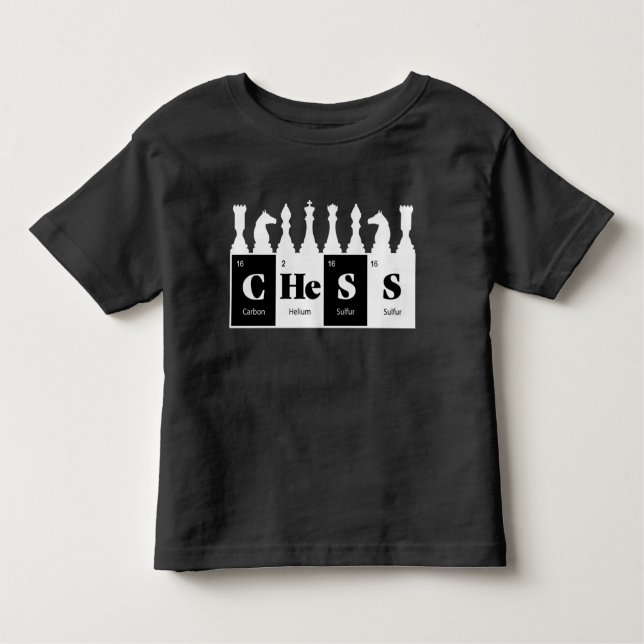 Camiseta Infantil Xadrez feito de elementos - Design de peças de xad (Frente)