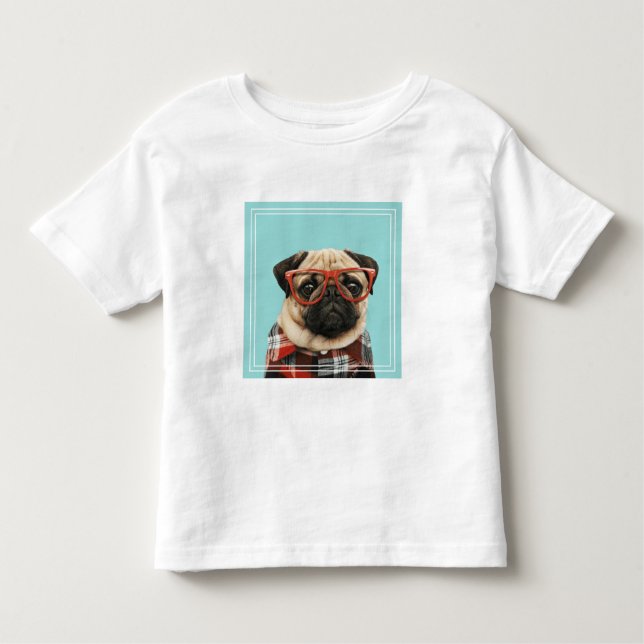 Camiseta Infantil Xadrez Shirt Pug (Frente)