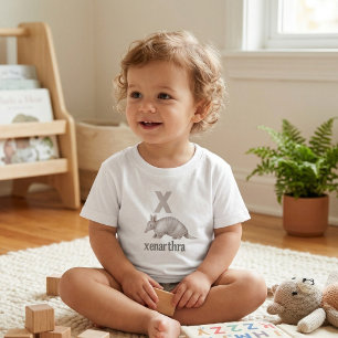 Camiseta Infantil Xenarthra Tatu: Alfabeto Científico Educacional