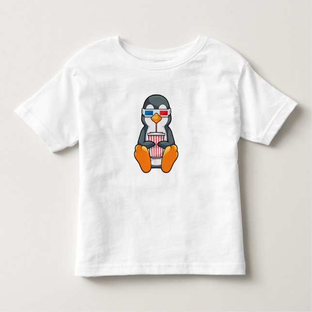 Camiseta Infantil Xícara de Bebendo dos Óculos de cinema pinguins (Frente)