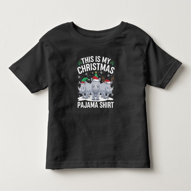Camiseta Infantil Xmas Santa Hat Reindeer Rhino Natal Pajama (Frente)