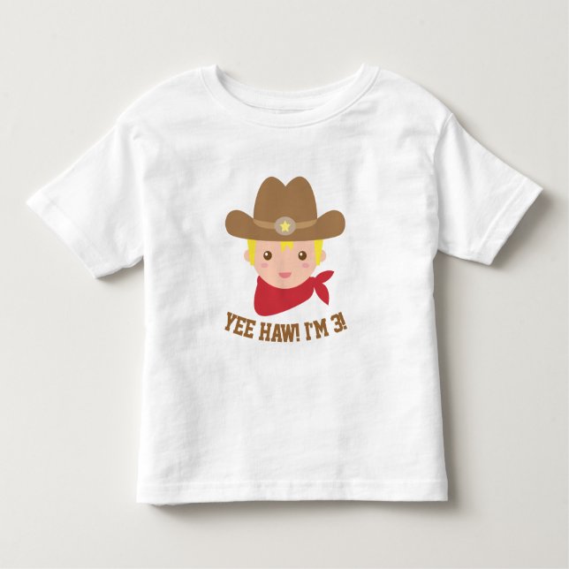 Camiseta Infantil Yee Haw, Bonitinho Bonito é 3 (Frente)