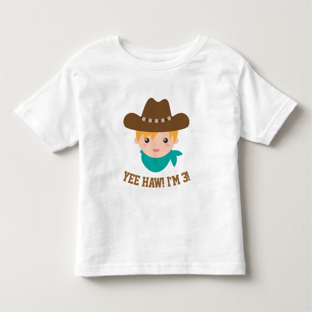 Camiseta Infantil Yee Haw, Bonitinho Bonito é 3 (Frente)