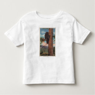 Camiseta Infantil Yellowstone, WYView do urso preto na árvore