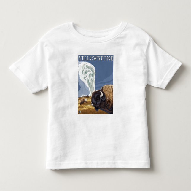 Camiseta Infantil YellowstoneBison com fiel velho (Frente)