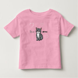 Camiseta Infantil You're Purr-fect Animated Cat and Hearts Pink