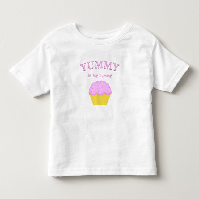 Camiseta Infantil YUMMY Na Minha Barriga Cupcake Rosa  (Frente)