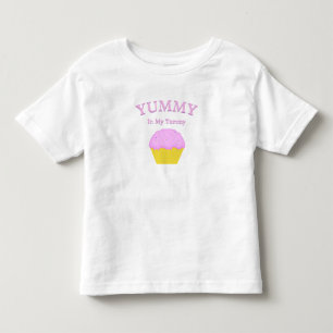 Camiseta Infantil YUMMY Na Minha Barriguinha Cupcake Rosa