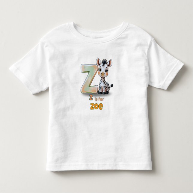 Camiseta Infantil Z is for Zoe - Personalized Toddler T-Shirt (Frente)