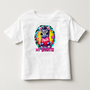 Camiseta Infantil Zebra Adorável "Eu amo minha tia-avó"