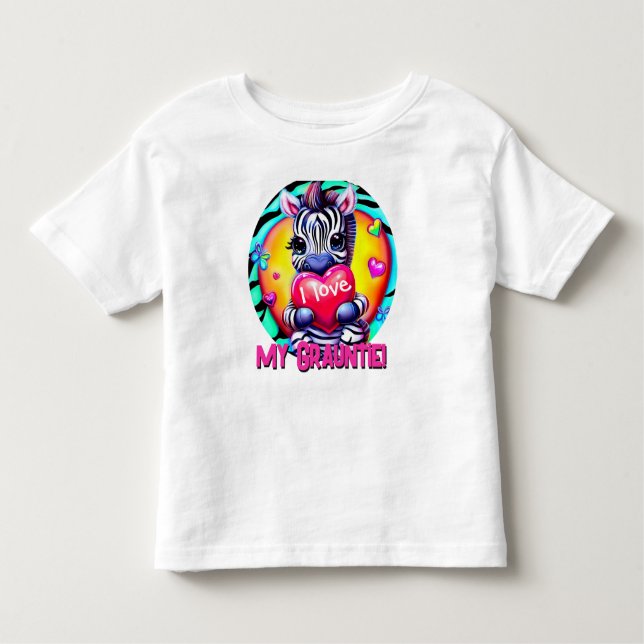 Camiseta Infantil Zebra Adorável "Eu amo minha tia-avó" (Frente)