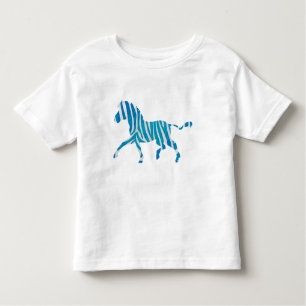 Camiseta Infantil Zebra Blue e White Silhouette
