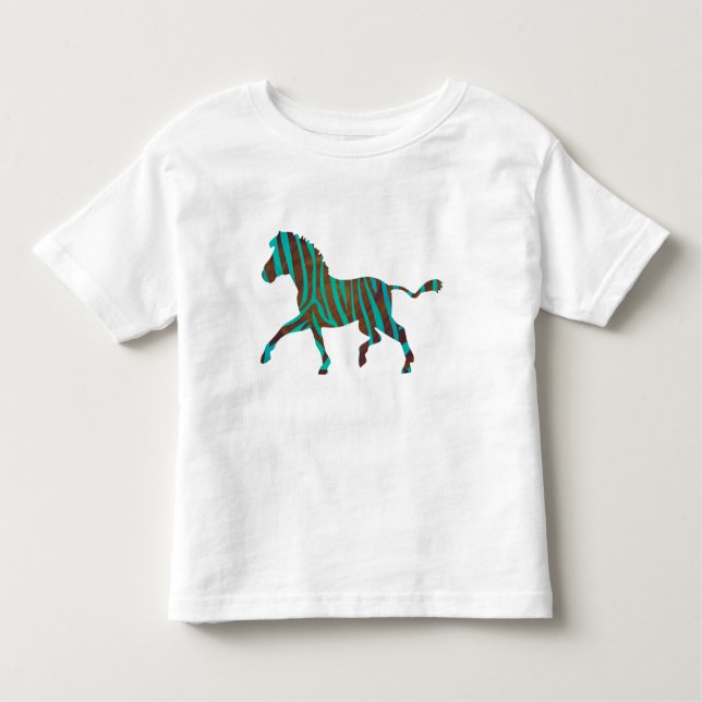 Camiseta Infantil Zebra Brown e Teal Impressão (Frente)