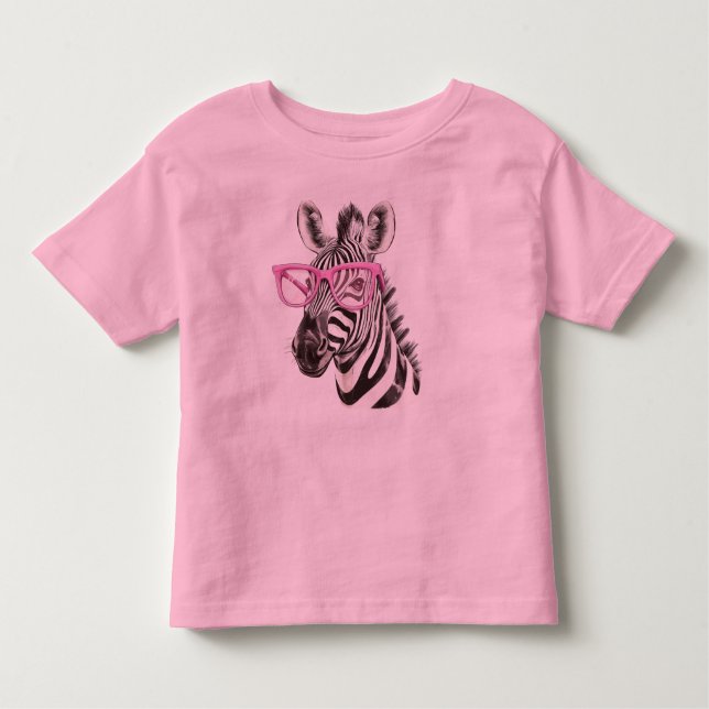 Camiseta Infantil Zebra com Óculos Rosa (Frente)