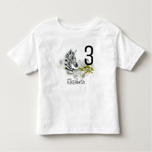 Camiseta Infantil Zebra Cuta Em Aquarelas À Idade Aniversário