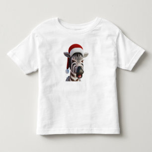 Camiseta Infantil Zebra Furiosa Animal Vestindo Santa Hat